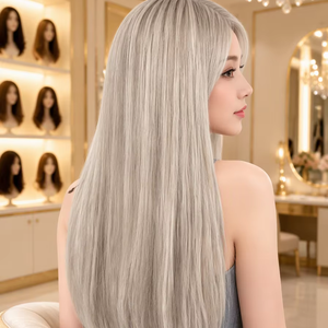 Salonqualität Medizinische HD-Lace-Front-Perücken für farbige, kleberlose europäische Echthaarperücken mit Highlights in Platinblond und dickem Haaransatz - Product Image 1