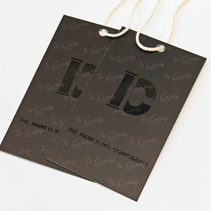 Customized Printed Name Logo UV Printing Glossy <b>Black</b> Paper Hang Tag <b>String</b> Low MOQ Eco Recyclable Clothing Shoes Swing Hang Tag - Product Image 5
