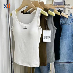 Camisetas sin Mangas Casuales de Algodón de Punto de Alta Calidad, Transpirables, para Otoño e Invierno, con Cuello Redondo y Logotipo Frontal para Mujer - Product Image 4