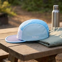 Gorra de 5 Paneles Personalizada, Gorra de Running de Malla de Poliéster, Visera Plana, Bordado de Letras, para Ciclismo, Viajes y Actividades al Aire Libre