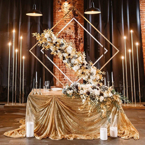 Tissu de taffetas blanc avec paillettes rondes brodées or argent nappe de mariage en gros pour les vêtements de fête d'événements en plein air - Product Image 6