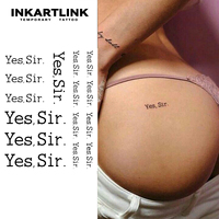Autocollant de tatouage temporaire personnalisé « Yes Sir Letter » à base de plantes, imperméable, longue durée (15 jours), semi-permanent, pour le corps (hanches, taille) – Hommes et Femmes