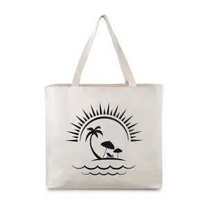 Custom Logo Reusable Eco-Friendly <b>Small</b> Canvas Tote <b>Bag</b> Handled Shoulder Strap Letter Pattern Customized Designs Shopping <b>Bags</b> - Product Image 3