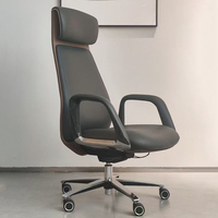 Chaise de bureau de direction moderne et minimaliste avec support de tête, revêtement en cuir, hauteur réglable, pivotante, pour bureau de PDG