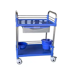 Blue medical clinic furniture hospital mobile phlebotomy carts ward service trolley