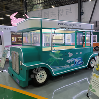 Kiosque mobile rétro unique au design classique et aux graphismes Tropical Wave |   Idéal pour les camions de nourriture mobiles pour la vente de glaces et de boissons