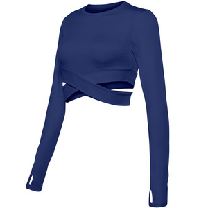 Hauts de sport longs pour femmes, vêtements de course à manches longues, vêtements de yoga et de fitness, vêtements de yoga sans taille, mode - Product Image 3