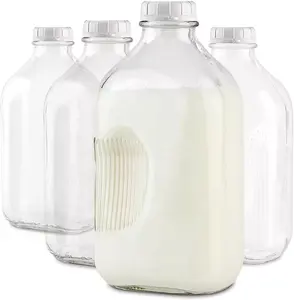 Huajing Chứng Khoán sẵn sàng lớn uống 2L 64oz nửa Gallon sữa thủy tinh chai nước lớn chai thủy tinh để lưu trữ