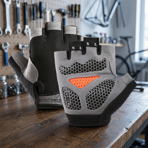 Unisex Half Finger Mesh Gym <b>Gloves</b> Breathable Training Fitness <b>Weight</b> Lifting Cycling Protection Gray Black Orange - Product Image 4