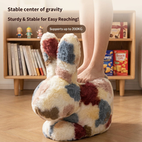 Tabouret enfant moderne et créatif en métal, motif lapin arc-en-ciel, avec coussin moelleux, banc à chaussures, repose-pieds pour salon HXD012