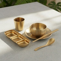 Fournisseur en gros d'ensembles de vaisselle en acier inoxydable de style coréen, ensemble de vaisselle réutilisable pour restaurant coréen, cuisine à domicile
