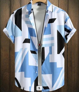 Hommes nouveau été Style hawaïen bouton court décontracté rayé Anti-rides tricoté respirant à manches courtes chemise de plage unique - Product Image 6