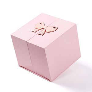 กล่องของขวัญรูปโบว์คู่ ดอกไม้ประดิษฐ์ ปรับแต่งได้ รูปทรงสี่เหลี่ยมเรียบง่าย สำหรับวันวาเลนไทน์ ขอแต่งงาน สารภาพรัก ของขวัญลิปสติก - Product Image 4