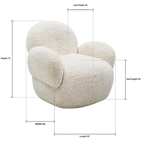Sillón Individual Estilo Crema, Moderno y Elegante, para Sala de Estar o Dormitorio, Diseño Simple y Relajado, con Tapizado de Pelo Corto - Product Image 6