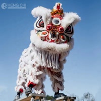 Tête de costume de danse du lion chinois personnalisée pour adulte, pour performance scénique, célébration de festival traditionnel, mascotte, avec cymbales de gong