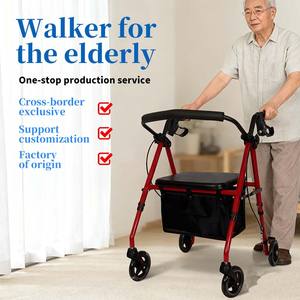 折り畳み式軽量ウォーカーローレーター、ハンドルブレーキ付き高齢者が歩行し、座席付き - Product Image 2