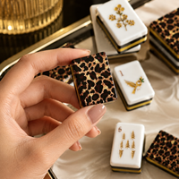 Jeu de Mahjong Américain à Imprimé Léopard, 160 Pièces, Tuiles de Mahjong en Acrylique Gravées 4 Couches, Dos Léopard Doré, Luxe