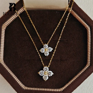 Collares de Lujo de Moda con Colgante de Trébol de Cuatro Hojas de Plata Esterlina 925 y Circón Bañado en Oro de 18k para Mujer - Product Image 1