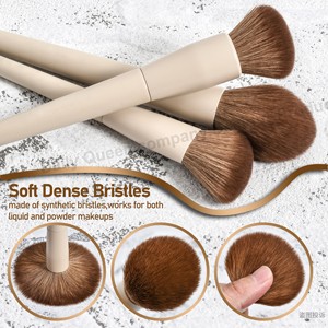 Daily Queen & Mor-phe 15 pinceaux de maquillage en poils nano bruns avec manche <span class=keywords><strong>kaki</strong></span> mat, qualité supérieure et sensation luxueuse, logo personnalisé - Product Image 2