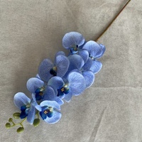 Fleurs artificielles Phalaenopsis en velours pêche, 8 têtes, effet toucher réel, fausses orchidées pour la décoration intérieure, mariages, salon, table à manger