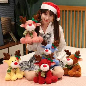 Songshan Toys 2024 New Custom Peluches Plushies Wholesale Soft Doll Stuffed Animals Christmas Day Gift Deer Plush Toy With Scarf
