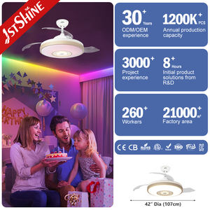 1stshine Led Ventilateur de Plafond Maison Multi Couleur Veilleuse DC Moteur RGB Éclairage Ventilateur de Plafond avec Lames Cachées - Product Image 3