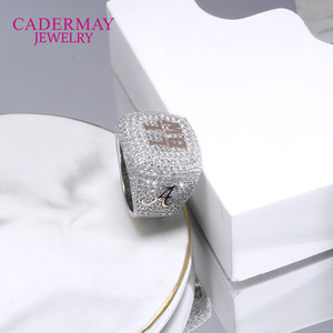 Cadermay Jewelry Letter <b>Ring</b> 925 <b>Silver</b> Micro Pave Moissanite Men's Personalized Hip Hop <b>Statement</b> <b>Ring</b> - Product Image 4