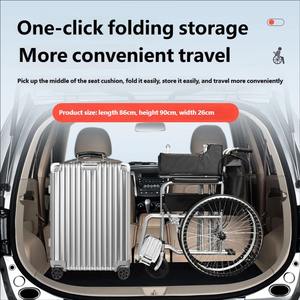 Fauteuil roulant manuel pliable et portable avec dossier haut, cadre en acier carbone épaissi, double frein à main, roues de 16/24 pouces - Product Image 4