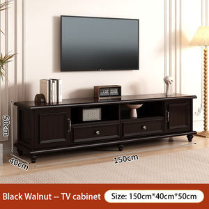 Meuble <span class=keywords><strong>TV</strong></span> sur pied en bois massif de style moderne personnalisé et réglable en hauteur avec rangement, pour salon, panneau en bois 65 - Product Image 4