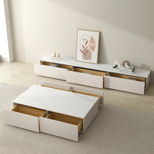 Table basse en <span class=keywords><strong>dalle</strong></span> <span class=keywords><strong>de</strong></span> roche avec rangement, ensemble meuble TV moderne en bois, meuble <span class=keywords><strong>de</strong></span> salon, unité TV - Vente en gros - Product Image 3
