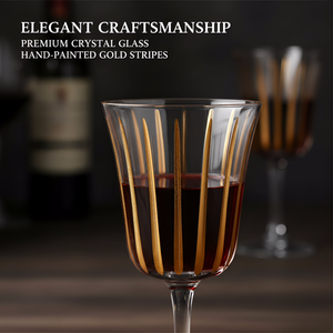 Copas de <span class=keywords><strong>Vino</strong></span> Tinto Bohemias de Lujo Vintage de 9.5oz, Vasos de <span class=keywords><strong>Cristal</strong></span> Rayado Hechos a Mano con Borde Dorado <span class=keywords><strong>para</strong></span> Set de Flautas - Product Image 5