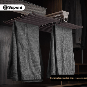 Porte-pantalon moderne à double rangée, tiroir coulissant en métal pour armoire - Product Image 5