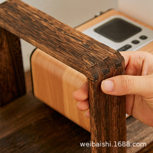 Sujetalibros de madera de Paulownia quemada, adorno de almacenamiento de escritorio de madera maciza para oficina, dormitorio, uso infantil - Product Image 4