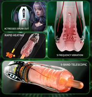 AOLAN Erwachsenen-Masturbator, Vollständig Wasserdicht, LCD-Display, 9 Vibrations-/9 Saugmodi, Rotierend, Stoßend, Automatischer Masturbationsbecher für Männer