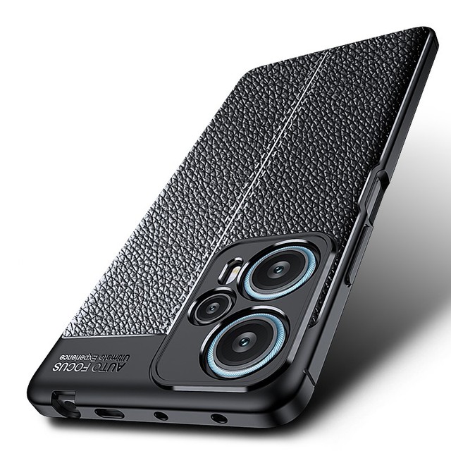 Luxury Shockproof Bumper TPU Soft Litchi Leather Mobile Phone Back Cover Case for Xiaomi Redmi Note 12 Turbo