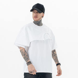 Nouveau T-shirt à manches courtes pour homme en coton peigné de haute qualité 100% Design décontracté Coupe ample avec col Deux pièces pour l'été - Product Image 2