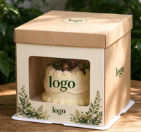 Boîte à gâteau personnalisable avec fenêtre transparente, emballage biodégradable de qualité alimentaire en ivoire pour pâtisserie, gâteaux faits maison