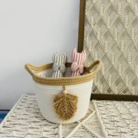 Paniers de rangement en corde de coton à motif coloré Paniers tissés ronds durables écologiques Poignées Organisateurs durables Cadeau pour la maison