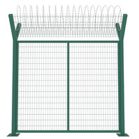 Clôture de zone sécurisée aéroportuaire, clôture de périmètre de frontière douanière, fil barbelé, clôture en treillis anti-escalade, clôture à poteaux en Y, clôture plastifiée
