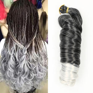 Venta al por mayor de 24 pulgadas de fibra de alta temperatura gente negra africana español espiral ganchillo extensión Ombre pelo trenzado rizado sintético - Product Image 3