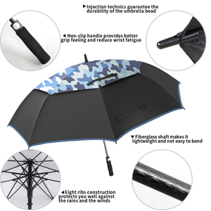 Large Patio 68 72 Inch Golf Umbrella With UPF 50 Plus Sun Protection Golf Umbrella Silver Coated Inner Layer - Product Image 4