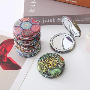 Bohemian <span class=keywords><strong>Retro</strong></span> có thể gập lại trang điểm gương mini Vòng trang điểm Vanity gương xách tay tay hai mặt Túi mỹ phẩm Máy tính để bàn gương - Product Image 3