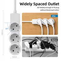 Multiprise européenne PHEIYON 3 prises 16A avec prises Schuko, design suspendu amovible pour établi et maison