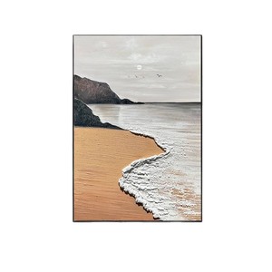 Peinture à l'huile peinte à la main, paysage marin, art mural encadré, effet 3D, décoration de salon, entrée, art abstrait moderne, tableau à suspendre - Product Image 5