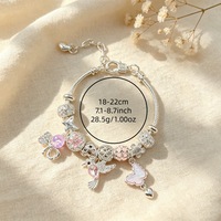 Bracelet à breloques vintage DIY en alliage avec pendentifs oiseau et papillon, bijoux de poignet mignons, vente en gros