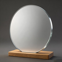 Neelpure 188605 Custom Text Engrave Round Crystal Wood Base Custom Trophy Plaque for School Competition Prize