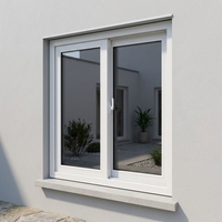 Ventana Corredera Horizontal de Doble Panel de UPVC Blanca de 37x38, Resistente a Huracanes, Insonorizada, con Vidrio Aislante y Mosquitera