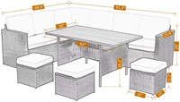 Ensemble de salon en rotin tout temps 5 pièces, canapé modulaire d'angle avec coussins imperméables pour patio et jardin
