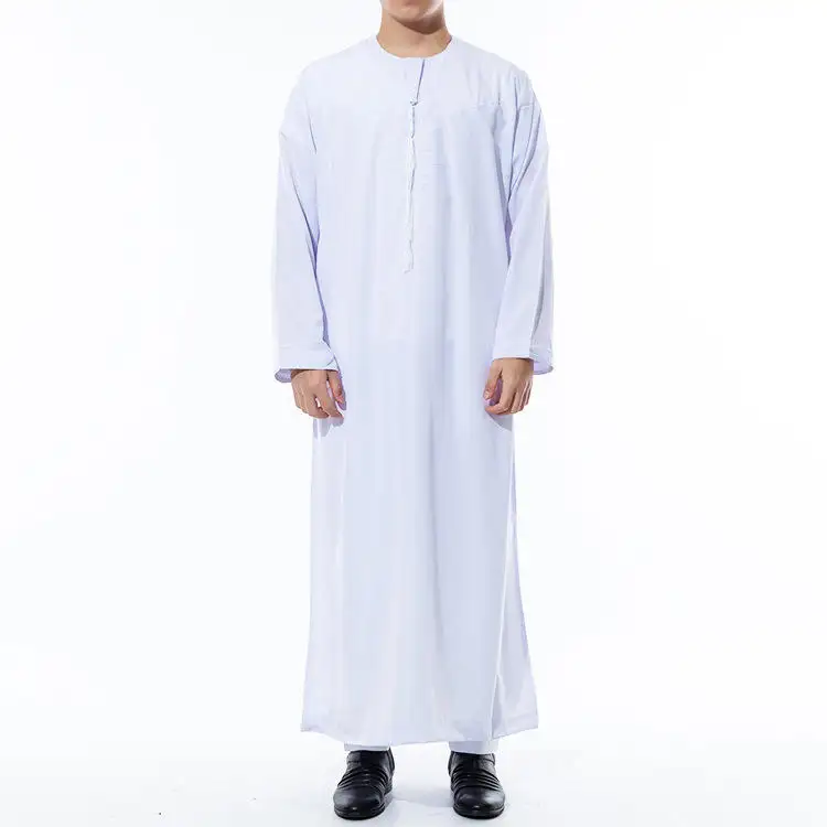 2022 جديد تصميم الرجال الثوب العربي الثوب مع طويلة الأكمام الصلبة جيوب الجلباب العربية السعودية عباءة