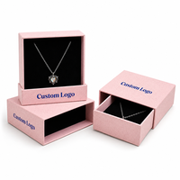 Boîte à bijoux coulissante en carton avec fonction de présentation, plateau en velours personnalisé pour collier